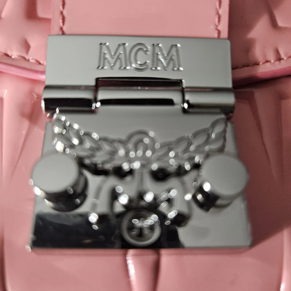 MCM Pink Patent Leather Diamond Millie Crossbody Wallet - Womens